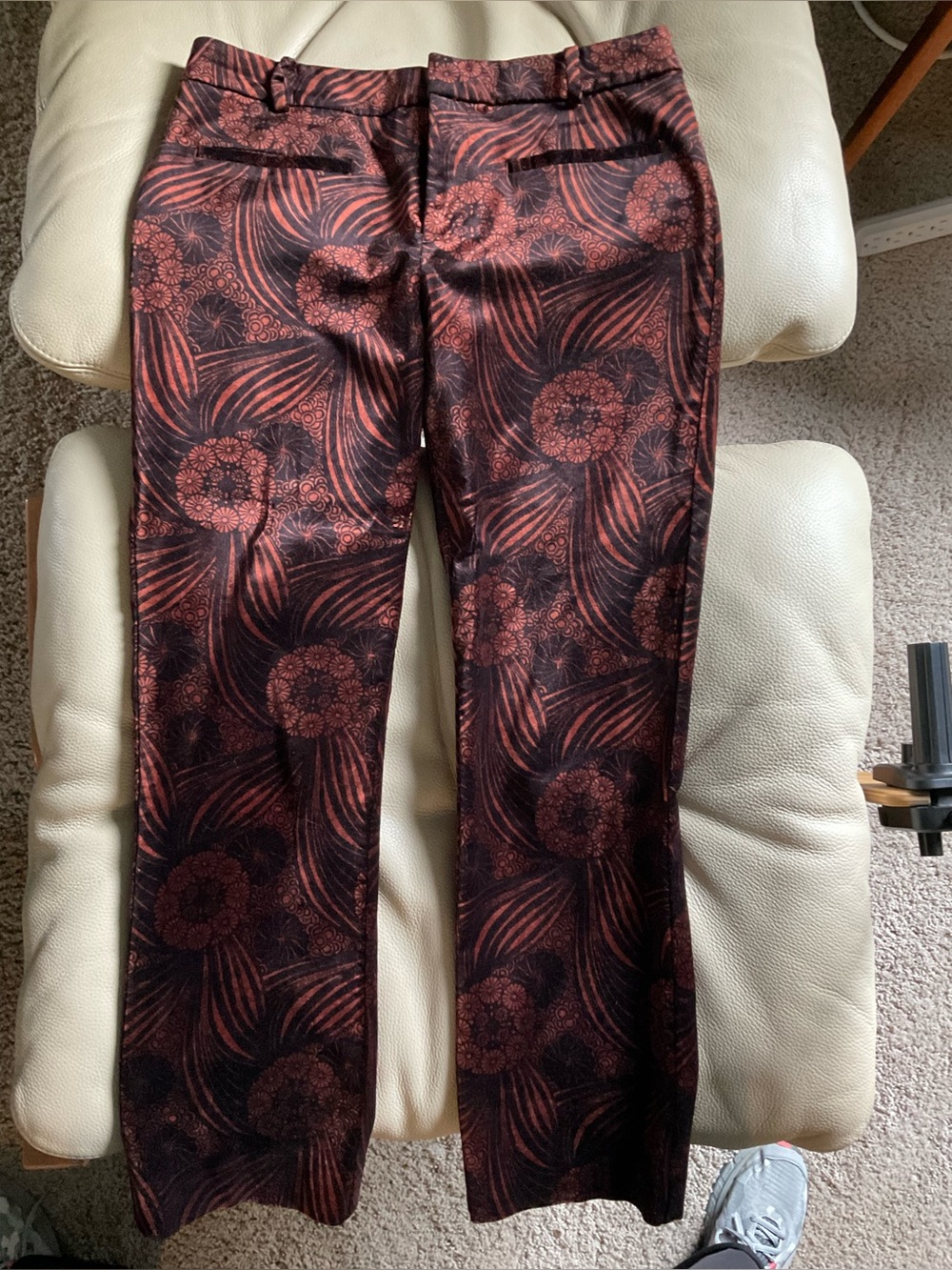 Women’s Patterned Dress Pants in Rust and Black